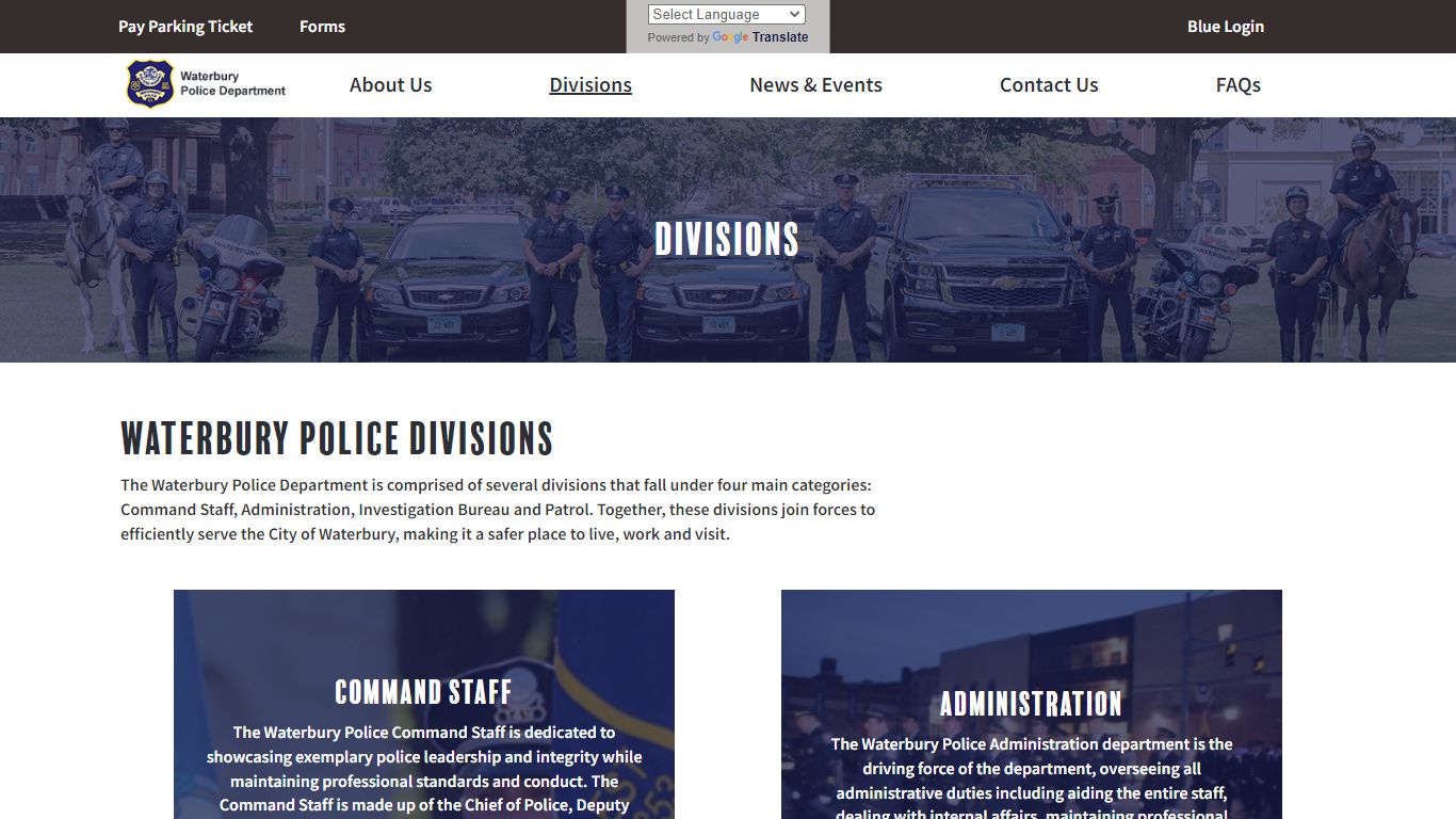 Divisions | Waterbury Police Department | City of Waterbury